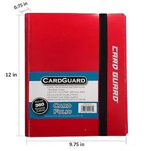 CardGuard Trading Card Pro-Folio, 9-Pocket Side-Loading Pages,, Red - CardGuard