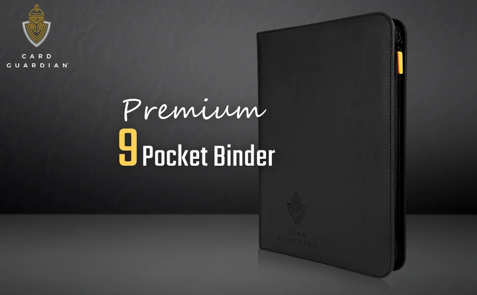 Card Guardian - 9 Pocket Premium Binder with Zipper for 360 Cards - Side Loading Pockets for Trading Card Games TCG (Black) - Premium 9 Pocket Binder