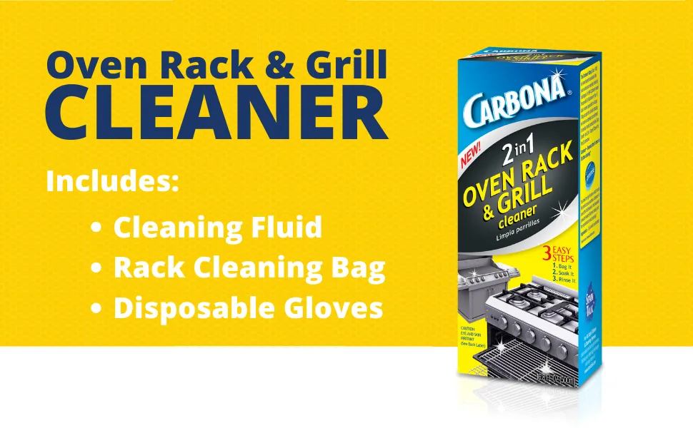 Carbona Oven Rack & Grill Cleaner | Eliminates Thick Grease & Build-Up | Griddle & BBQ Cleaning Solution | 16.8 Fl Oz, 2 Pack 16.8 Fl Oz (Pack of 2) - New Carbona Oven Rack & Grill Cleaner