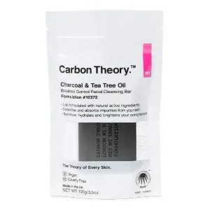 Carbon Theory | Charcoal & Tea Tree Oil Facial Cleansing Bar in Resealable Travel Pack | 100g - product information 3
