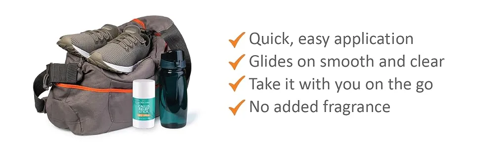 Callus Relief Stick with Powerful 30% Urea - Quick & Easy No-Mess Stick Helps Soften & Smooth Hard Thick Dry Cracked Rough Itchy Skin on Feet Legs Knees Elbows - quick easy application glides smooth clear on the go gym bag tsa approved travel friendly no scent