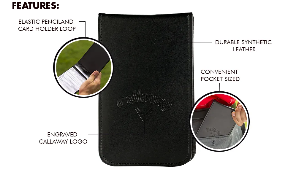 Callaway Leather Golf Scorecard Holder - features banner