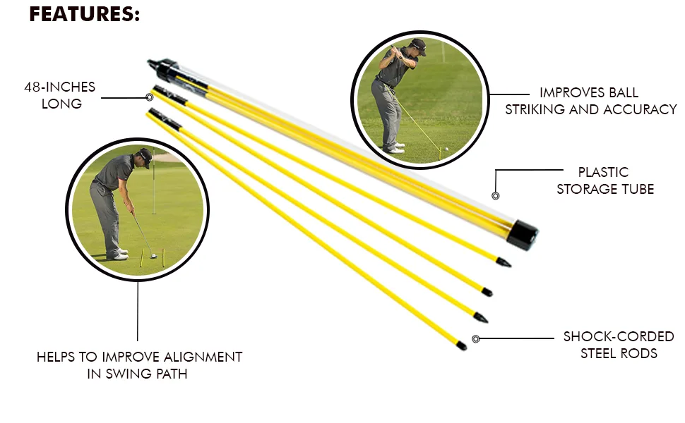 Callaway Alignment Stix, Golf Swing Trainer, Yellow, 48 Inches, (Set of 2) - Alignment stix features banner