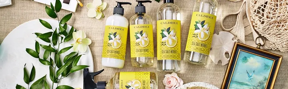 Caldrea Multi-surface Countertop Spray Cleaner, Made with Vegetable Protein Extract, Sea Salt Neroli Scent, 16 oz - Caldrea Aromatherapeutic Living