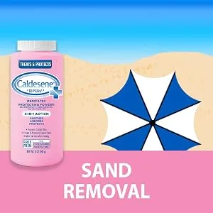 Caldesene Medicated Protecting Powder, Cornstarch & Zinc Oxide, Talc Free, 5oz - Sand removal