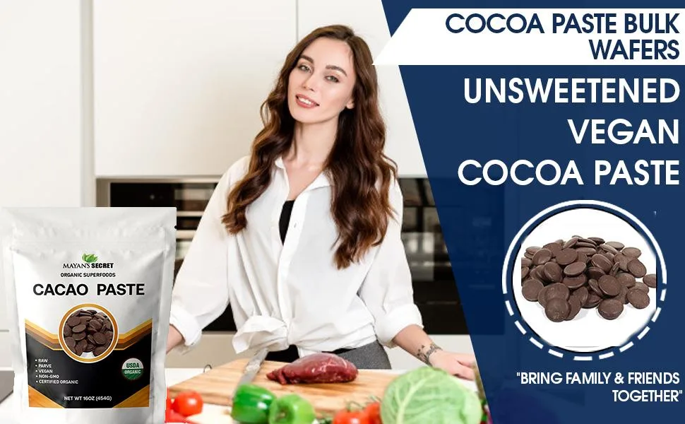 Cacao Paste Organic Raw Wafers Bulk 1 Pound Cacao Paste Unsweetened, Vegan, - Cacao Paste