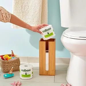 Caboo Tree Free Bamboo Toilet Paper, Septic Safe, Biodegradable, Eco Friendly Bath Tissue with Soft, Quick Dissolving 2 Ply Sheets (300 Sheets Per Roll, 24 Double Rolls) 24 Count (Pack of 1) - 8510 x 5674