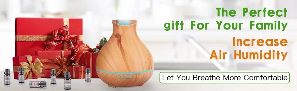 BZseed Essential Oil Diffuser Set, 550ml Aromatherapy Diffuser with Measuring Cup, Cool Mist Humidifier, 4 Timer and 7 Color Lights, Waterless Auto-Off, Wood Grain Diffuser High Output for Home Upgraded Black - Let you breathe more comfortable
