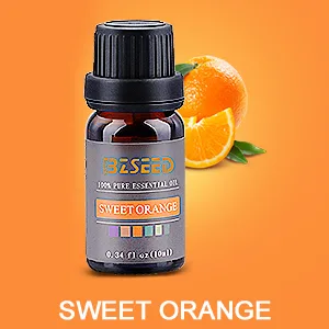 BZseed Essential Oil Diffuser Set, 550ml Aromatherapy Diffuser with Measuring Cup, Cool Mist Humidifier, 4 Timer and 7 Color Lights, Waterless Auto-Off, Wood Grain Diffuser High Output for Home Upgraded Black - sweet-orange