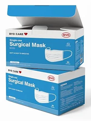 BYD CARE Single-use Level II Ear Loop Mask, Non-sterile, Appropriate for medical or personal use (50) - 3-Ply surgical mask