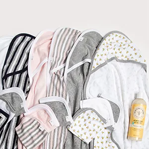 Burt's Bees Baby - Hooded Towels, Absorbent Knit Terry, Super Soft Single Ply, 100% Organic Cotton (Hello Moon!, 2-Pack) - Burt