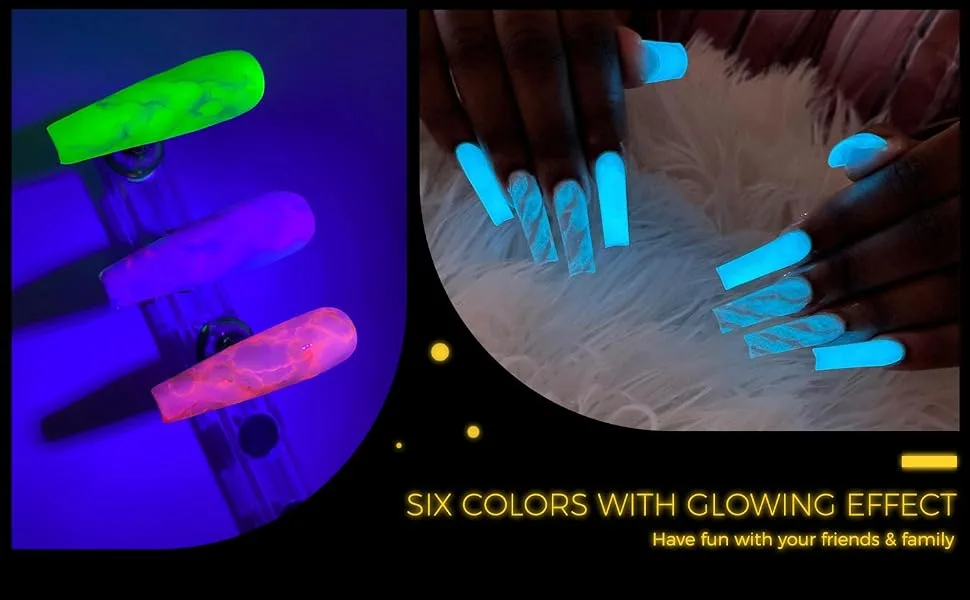 BURANO Poly Extension Nail Gel Kit - Glow in The Dark Poly Nail Extension Gel with LED Lamp Builder Gel Nail Extension Gel Builder for Nails - poly extension gel