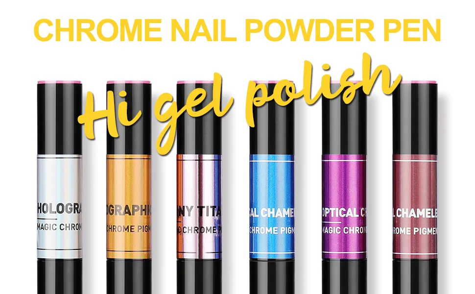 BURANO Chrome Nail Powder for Nails, Metallic Chrome Air Pen Holographic Powder Mirror Effect 6 Colors - chrome nail