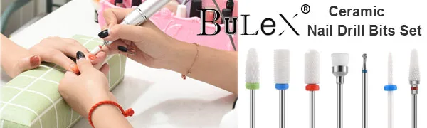 Bulex 7pcs Nail Drill Bits for Acrylic Nails - 3/32 Professional Ceramic Nail Drill Bit Set for Cuticle Acrylic Gel Nail Polishing Manicure - Bulex Ceramic Nail Drill Bit 1