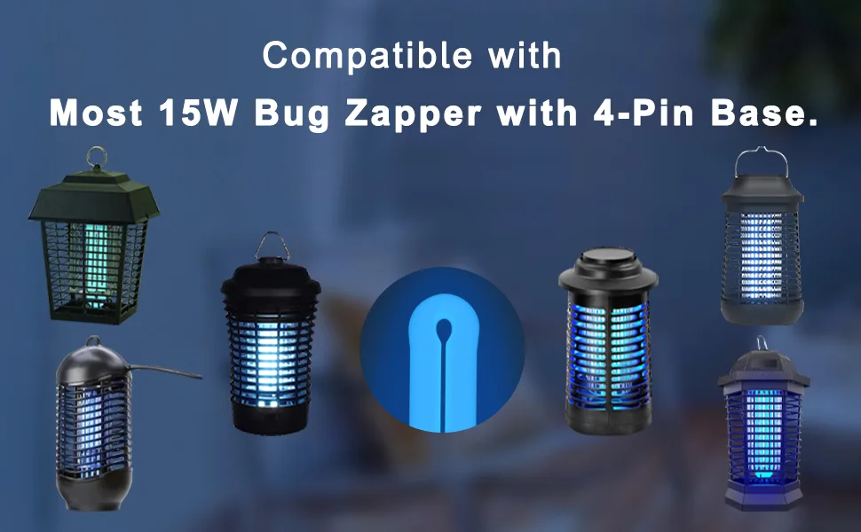 Bug Zapper Light Bulb Replacement for Most 15W Bug Zapper with 4-Pin Base, U Shaped Twin Tube Bulb for T6 T8 T9, 2 Pack - Suitable for BK-15C, BK-15D(BF-35), BZ-15(BB-15WHT), FP15, TZ15, UV15, JY-02, NLZQ-02