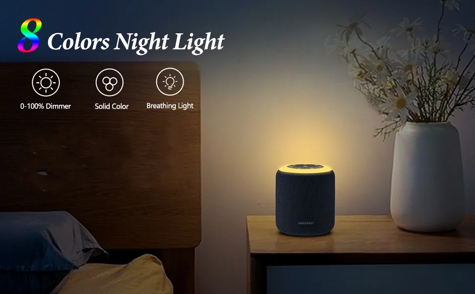 BUFFBEE White Noise Sound Machine for Sleeping with 17 Soothing Sounds, 8 Color Night Light, Memory Function, Fabric Design - Noise Maker for Home, Office, Kids and Adults Dark Grey - product information 12