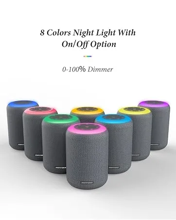 BUFFBEE White Noise Sound Machine for Sleeping with 17 Soothing Sounds, 8 Color Night Light, Memory Function, Fabric Design - Noise Maker for Home, Office, Kids and Adults Dark Grey - sounds machine with night light