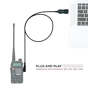 BTECH PC03 FTDI Genuine USB Programming Cable for BTECH, BaoFeng UV-5R BF-F8HP UV-82HP BF-888S, and Kenwood Radios - Plug and play no drivers needed baofeng programming cable