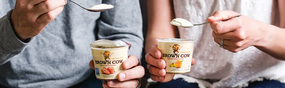 Brown Cow Cream Top Peach On The Bottom Whole Milk Yogurt, 5.3 oz. Cup - Creamy, Delicious Yogurt - unspecified