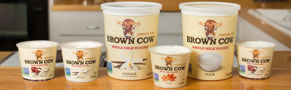 Brown Cow Cream Top Peach On The Bottom Whole Milk Yogurt, 5.3 oz. Cup - Creamy, Delicious Yogurt - unspecified