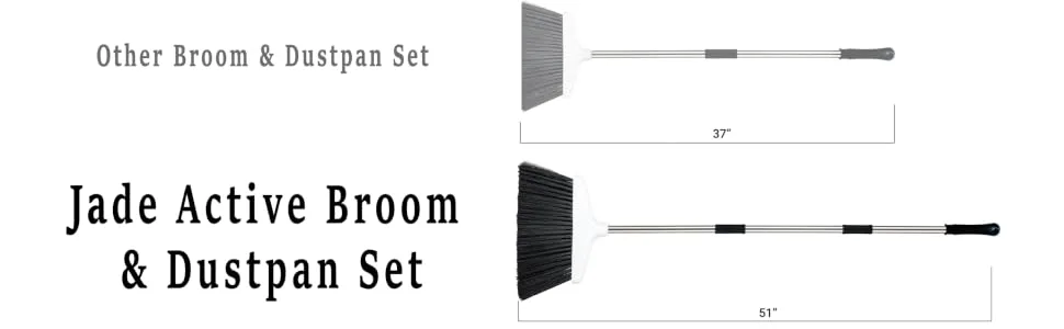 Broom and Dustpan Set for Home - Premium Long Handled Broom Dustpan Combo - Upright Standing Lobby Broom and Dust Pan Brush w/ Handle - Great Edge, Lightweight and Robust - Broom and Dustpan Set