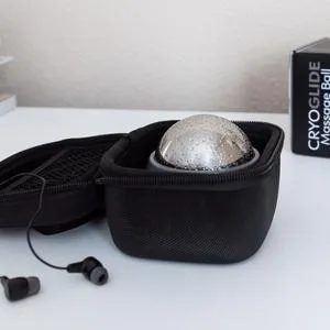 Brookethorne Naturals Cryoglide Massage Ball Roller  Cryotherapy Ice Roller Ball Massager for Cold Therapy. Recovery, Trigger Point, Deep Tissue Muscle Relief. Plantar Fasciitis Massager - Cryoglide Massage Ball in portable carrying case.