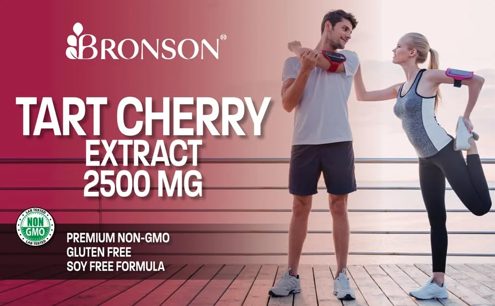 Bronson Tart Cherry Extract 2500 mg Vegetarian Capsules with Antioxidants and Flavonoids Non-GMO, 180 Count 180 Count (Pack of 1) - Tart Cherry extract 2500mg
