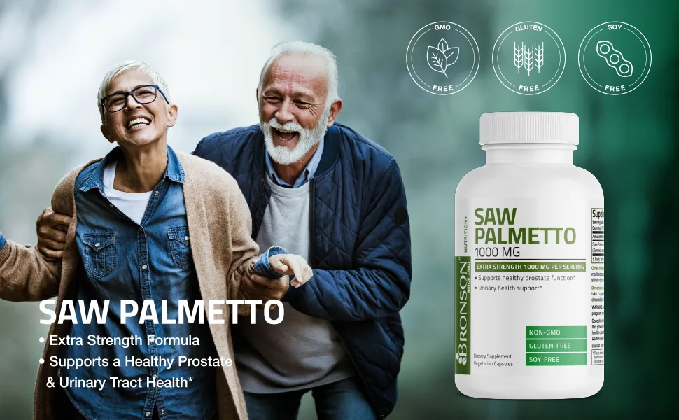 Bronson Saw Palmetto 1000 MG per Serving Extra Strength Supports Healthy Prostate Function & Urinary Health Support - Non GMO, 100 Vegetarian Capsules 100 Count (Pack of 1) - saw palmetto