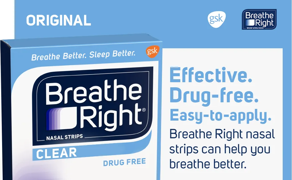 Breathe Right Nasal Strips, Small/Medium, Clear, 30 Count - Breathe Right to sleep better