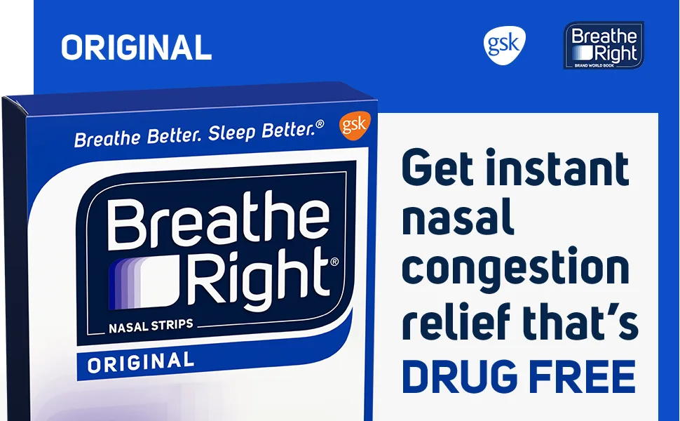 Breathe Right Nasal Strips, Large, Tan, 30 ct - Breathe Right to sleep better
