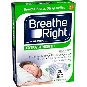 Breathe Right Extra Strength Clear Drug-Free Nasal Strips for Congestion Relief 26 Count (Pack of 1) - Breathe Right extra strength 26 clear strips for sensitive skin