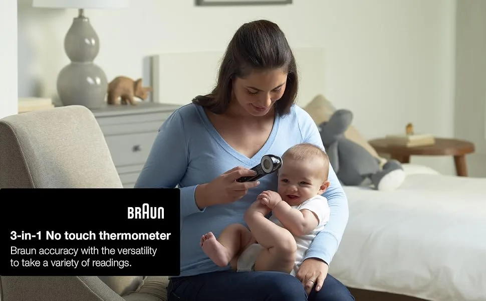 Braun No Touch 3-in-1 Thermometer -  Touchless Thermometer for Adults, Babies, Toddlers and Kids  Fast, Reliable, and Accurate Results - 3 in 1 touch