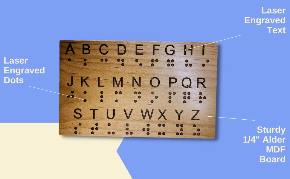Braille Alphabet Board - Great for Teaching Braille to Sighted Individuals and Escape Rooms Games - braille alphabet learning board for the sighted
