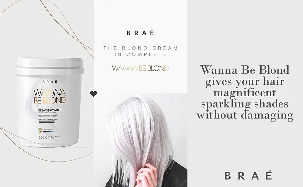 Brae Wanna Be Blond Bleach Powder - Collagen-Rich Formula - Safe to Use - Conditioning Effect - Easy to Apply - No Dust Release - Bleaching without damaging