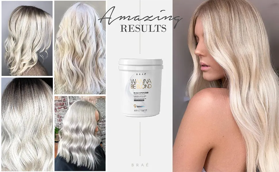 Brae Wanna Be Blond Bleach Powder - Collagen-Rich Formula - Safe to Use - Conditioning Effect - Easy to Apply - No Dust Release - Results after use