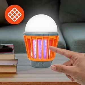 Boundery Bug Zapper Light Bulb - Electronic Bug Zapper Bulb Eliminates Mosquitoes Fast | USB Rechargeable, IPX6 Waterproof LED Light Bulb Zapper | Portable Mosquito Light Bulb with 4 Light Modes 1 Count (Pack of 1) - boundery, bug bulb, camping light, light bulb, lamp