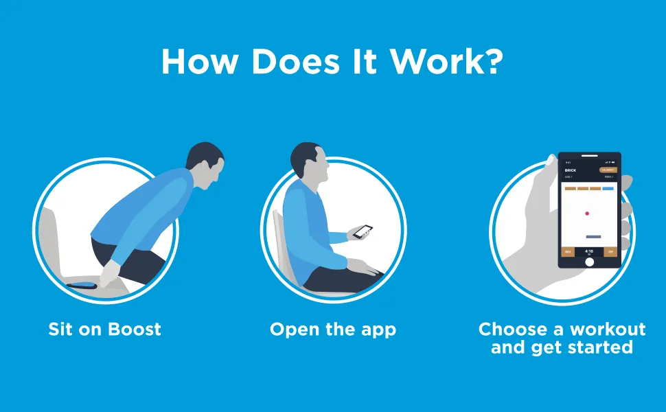 Boost: Men's Sit-On-Top Kegel Trainer for Pelvic Floor Exercise with Biofeedback | with Smartphone App for iOS and Android - Boost is simple to use -- just sit on it, open the app and choose a workout to get started