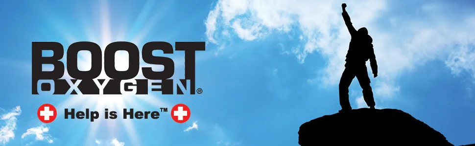 Boost Oxygen- 95% Pure Aviators Oxygen- 2 Liters - Help is Here Banner