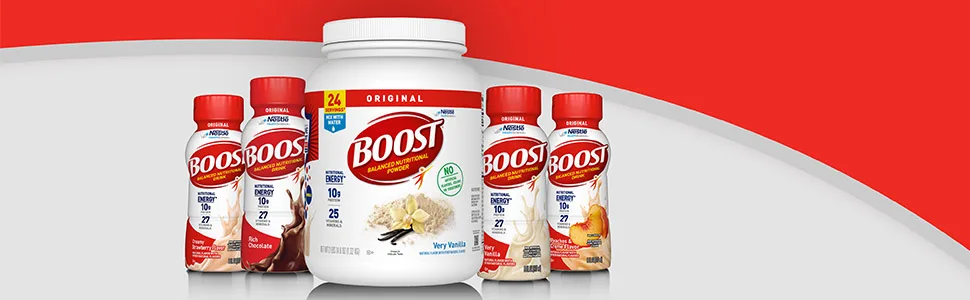 BOOST Original Balanced Nutritional Powder Drink Mix with 10g Protein and 25 Vitamins & Minerals, Very Vanilla, 14.6 Ounce - BOOST
