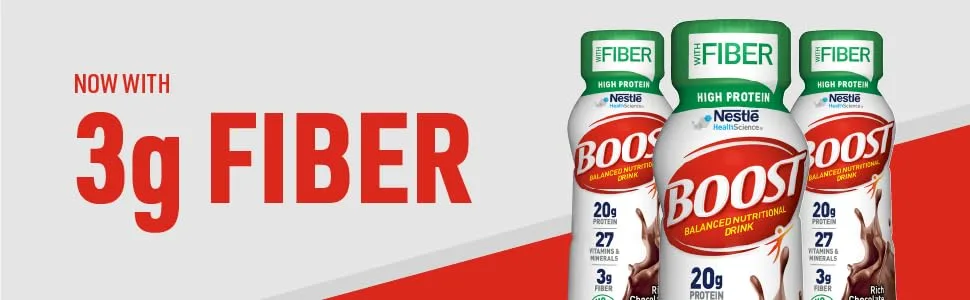 BOOST High Protein with Fiber Complete Nutritional Drink, Rich Chocolate, 8 fl oz Bottle, 24 Pack Rich Milk Chocolate - BOOST High Protein +Fiber