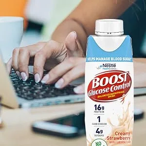 BOOST Glucose Control, Creamy Strawberry, 8 fl oz Carton (Pack of 24) Strawberry 8 Fl Oz (Pack of 24) - BOOST Glucose Control
