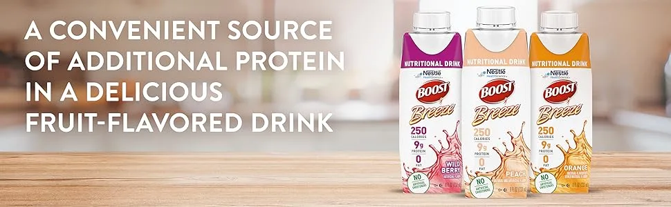 Boost Breeze, Variety Case, 8 Fl Oz (Pack of 24) - Boost Breeze