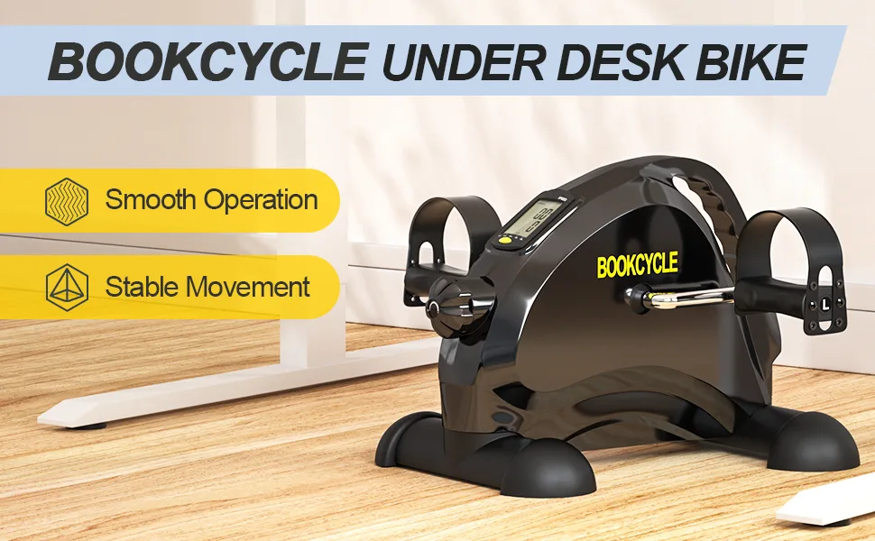 BOOKCYCLE Mini Exercise Bike Pedal Exerciser with LCD Monitor for Leg and Arm Exercise BLACK - product information 10