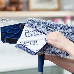 Bona Microfiber Dusting Pad, for Hardwood and Hard-Surface Floors, fits Bona Family of Mops - peeling pad off mop from corner