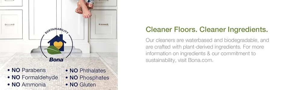 Bona Hard-Surface Floor Cleaner Refill, for Stone Tile Laminate and Vinyl LVT/LVP, 128 Fl Oz 128 Fl Oz (Pack of 1) - Cleaner Floors. Cleaner Ingredients.