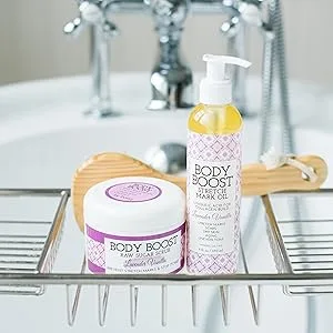 Body Boost Lavender Vanilla Stretch Mark Butter 8 oz.- Treat Stretch Marks and Scars- Pregnancy and Nursing Safe- with Shea Butter - body boost lavender vanilla scrub and oil
