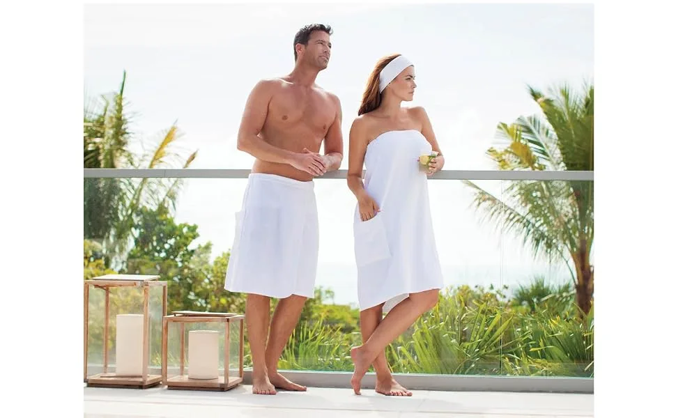 Boca Terry Spa Wrap, Waffle Bath Wraps for Women, Lightweight Adjustable Body Wrap for Spa, Gym or Dorm - M/L, 2X, 4X (Small/Medium, White) Small-Medium White - boca terry mens towel wrap spa gym cotton