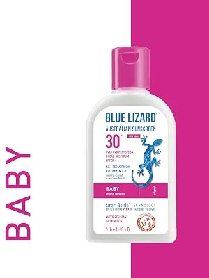 BLUE LIZARD Blue Lizard Baby Mineral Sunscreen, No Chemical Actives SPF 30+ UVA/UVB Protection, Unscented, 5 Fl Oz - baby sunscreen