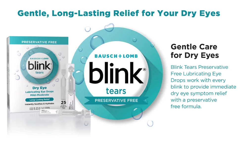 Blink Tears Sterile Single Use Vials, 25 Count, 0.01 Fluid Ounce Each 25 Count (Pack of 1) - dry eye