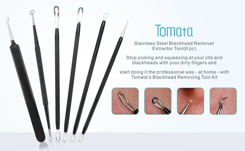 Blackhead Remover Pimple Popper Tool Kit - (6 Piece Kit) - Professional Stainless Pimples Comedone Extractor Removal Tool - Blackheada1